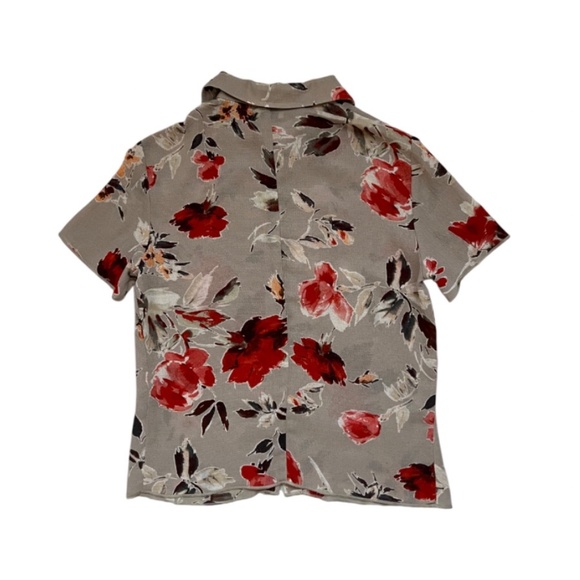 Women's Floral Print Two-Piece Suit: Short Sleeve Top and Midi Skirt - Picture 4 of 5